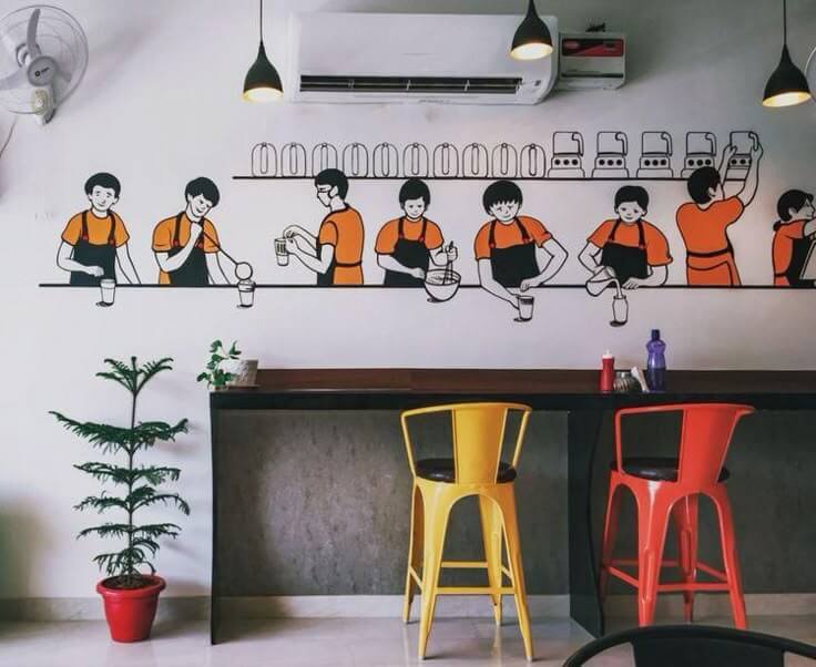 Giấy dán tường quán cafe